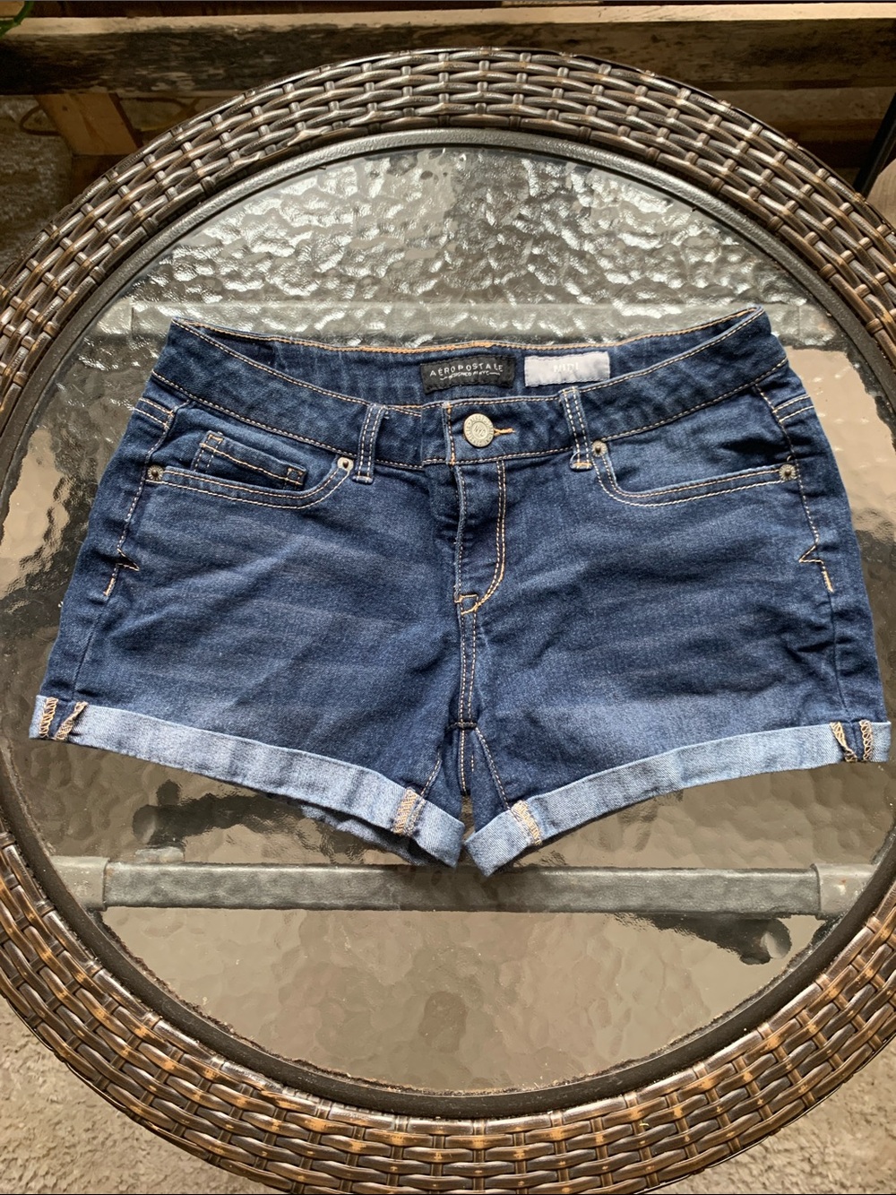 Aeropostale Indigo Rolled Cuff Denim Shorts